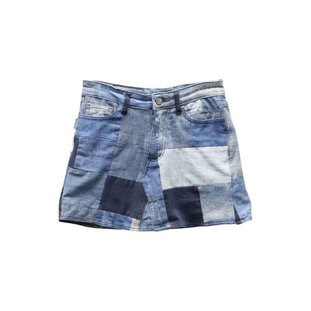 Zadig & Voltaire Patch Work Mini Skirt in Multicolor Cotton Denim